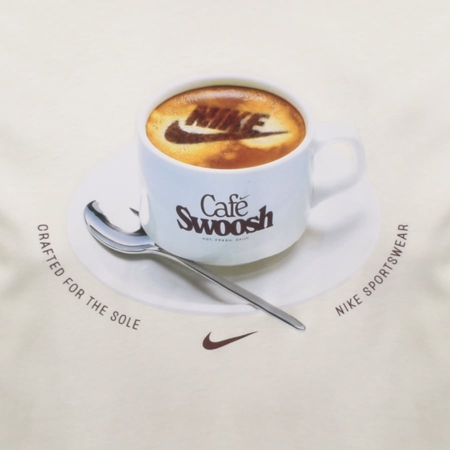 Image number 3 for Nike Cafe Swoosh Mug T Shirt Cream