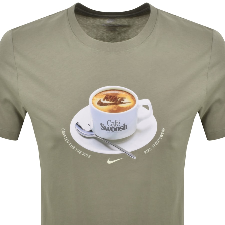 Image number 2 for Nike Cafe Swoosh Mug T Shirt Khaki