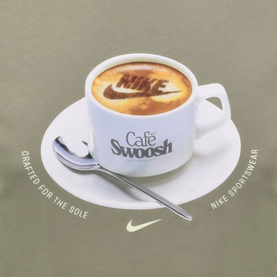 Image number 3 for Nike Cafe Swoosh Mug T Shirt Khaki