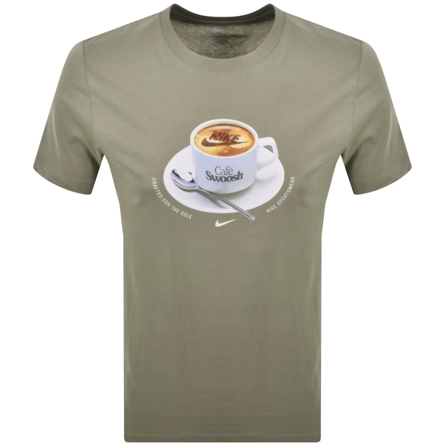 Image number 1 for Nike Cafe Swoosh Mug T Shirt Khaki