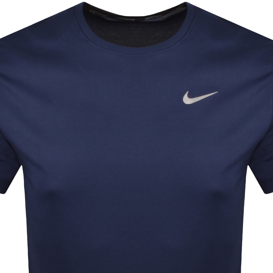 Image number 2 for Nike Running Dri Fit Miler T Shirt Navy
