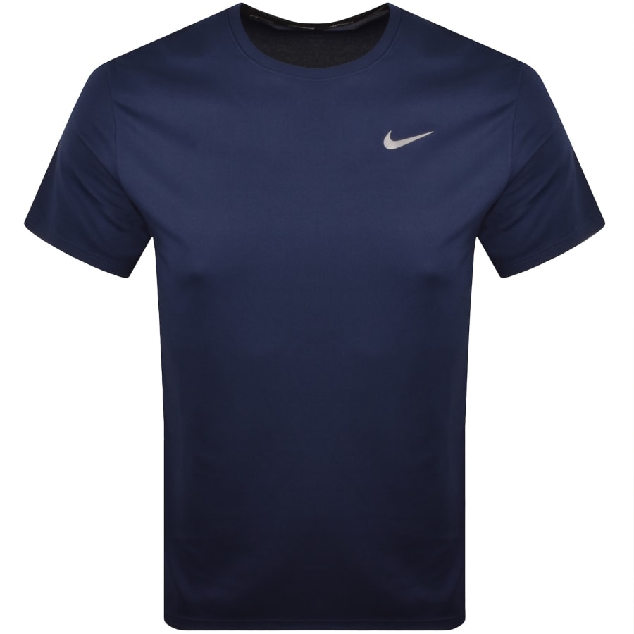 Image number 1 for Nike Running Dri Fit Miler T Shirt Navy