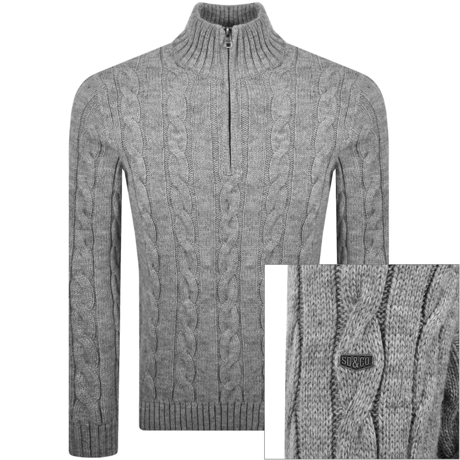 Image number 1 for Superdry Jacob Cable Knit Jumper Grey