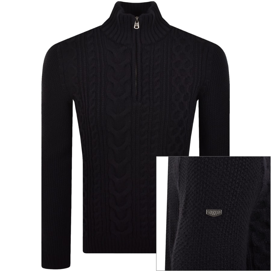 Image number 1 for Superdry Jacob Cable Knit Jumper Navy