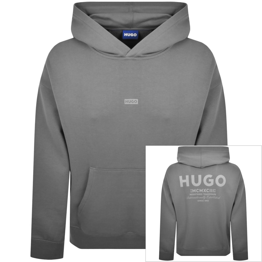 Image number 1 for HUGO Blue Nazardo Hoodie Grey