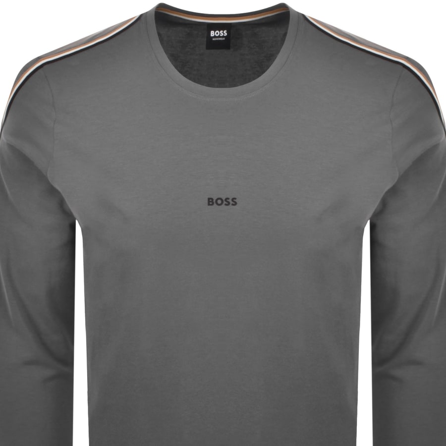 Image number 2 for BOSS Unique Long Sleeve T Shirt Grey