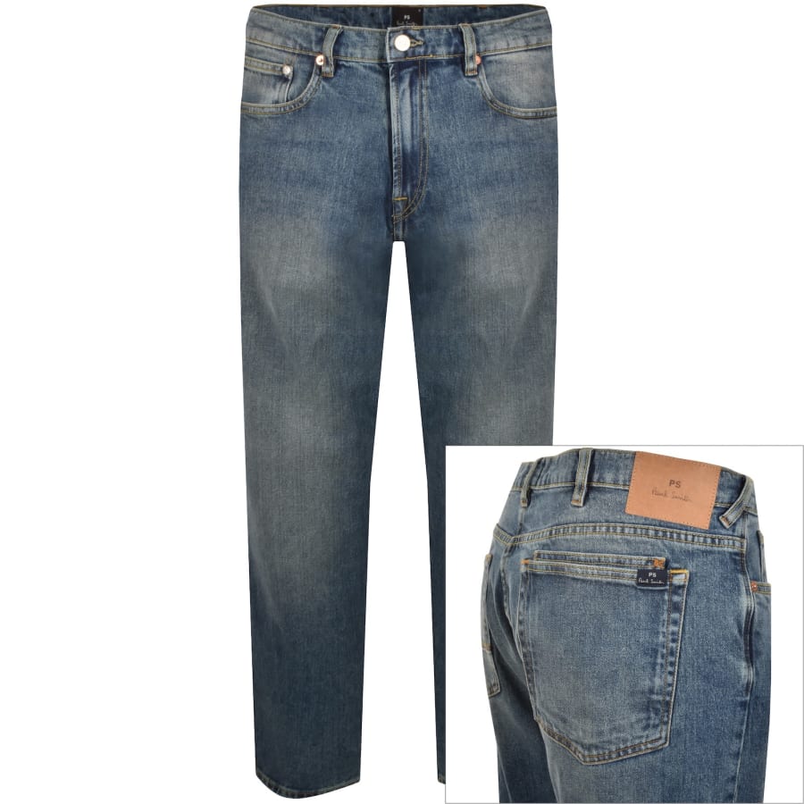 Image number 1 for Paul Smith Relaxed Tapered Jeans Mid Blue