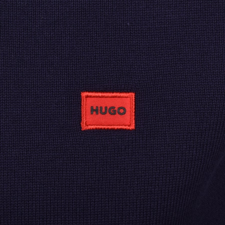 Image number 3 for HUGO San Cassius Knit Jumper Navy