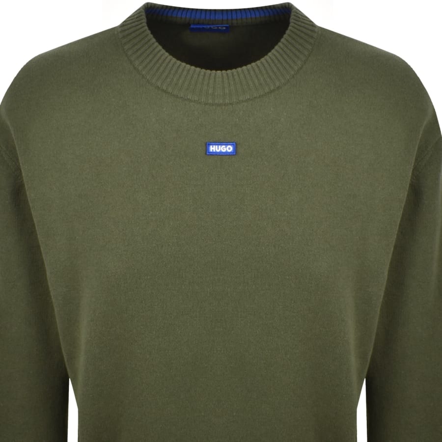 Image number 2 for HUGO Blue San Casey Knit Jumper Green
