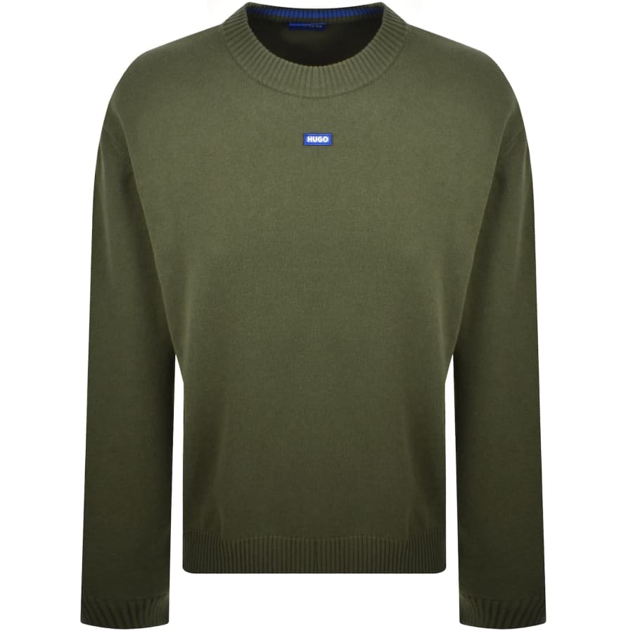 Image number 1 for HUGO Blue San Casey Knit Jumper Green