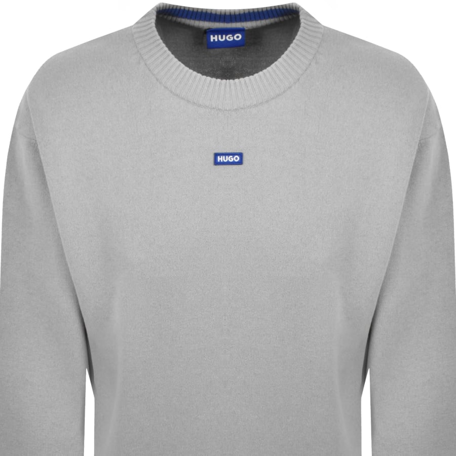 Image number 2 for HUGO Blue San Casey Knit Jumper Grey