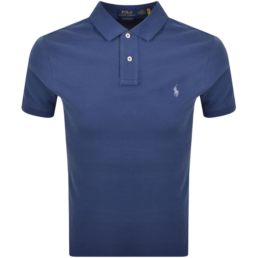Image number 1 for Ralph Lauren Custom Slim Polo T Shirt Blue