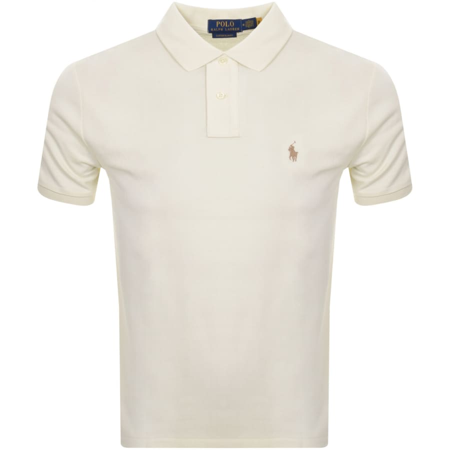 Image number 1 for Ralph Lauren Custom Slim Polo T Shirt Cream