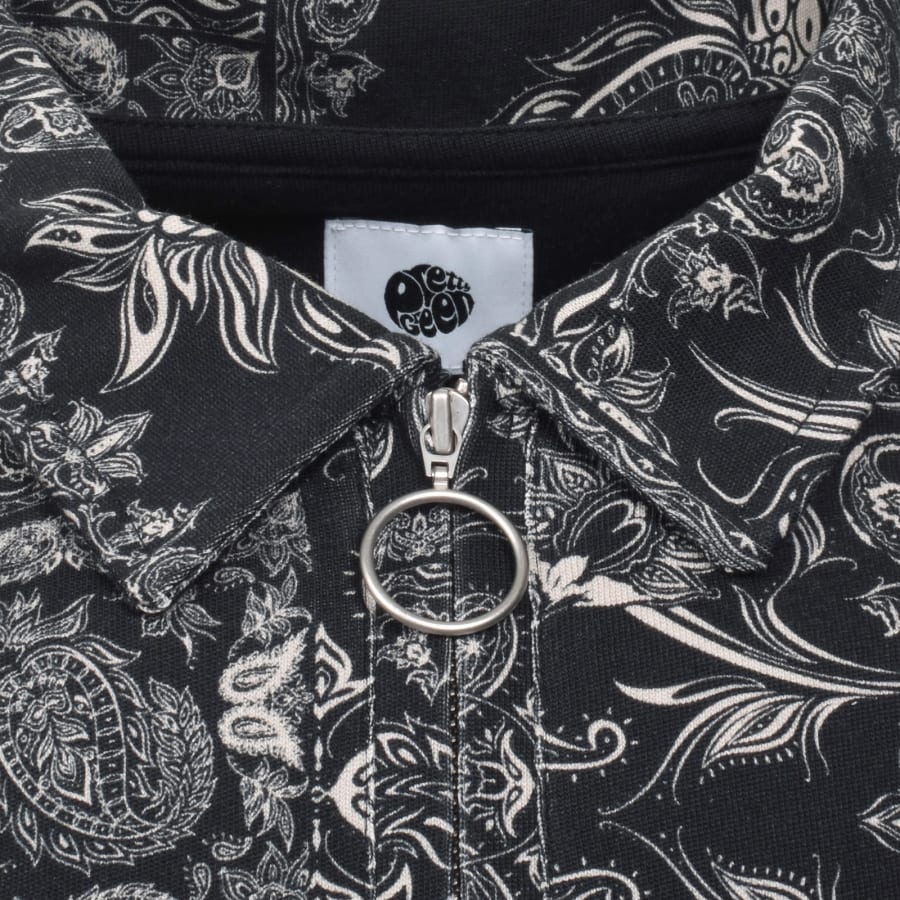 Image number 4 for Pretty Green Paisley Zip Polo T Shirt Black