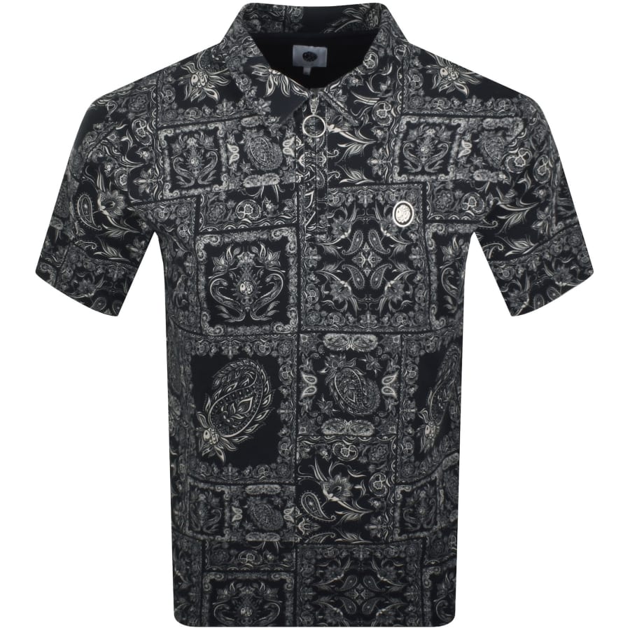 Image number 1 for Pretty Green Paisley Zip Polo T Shirt Black