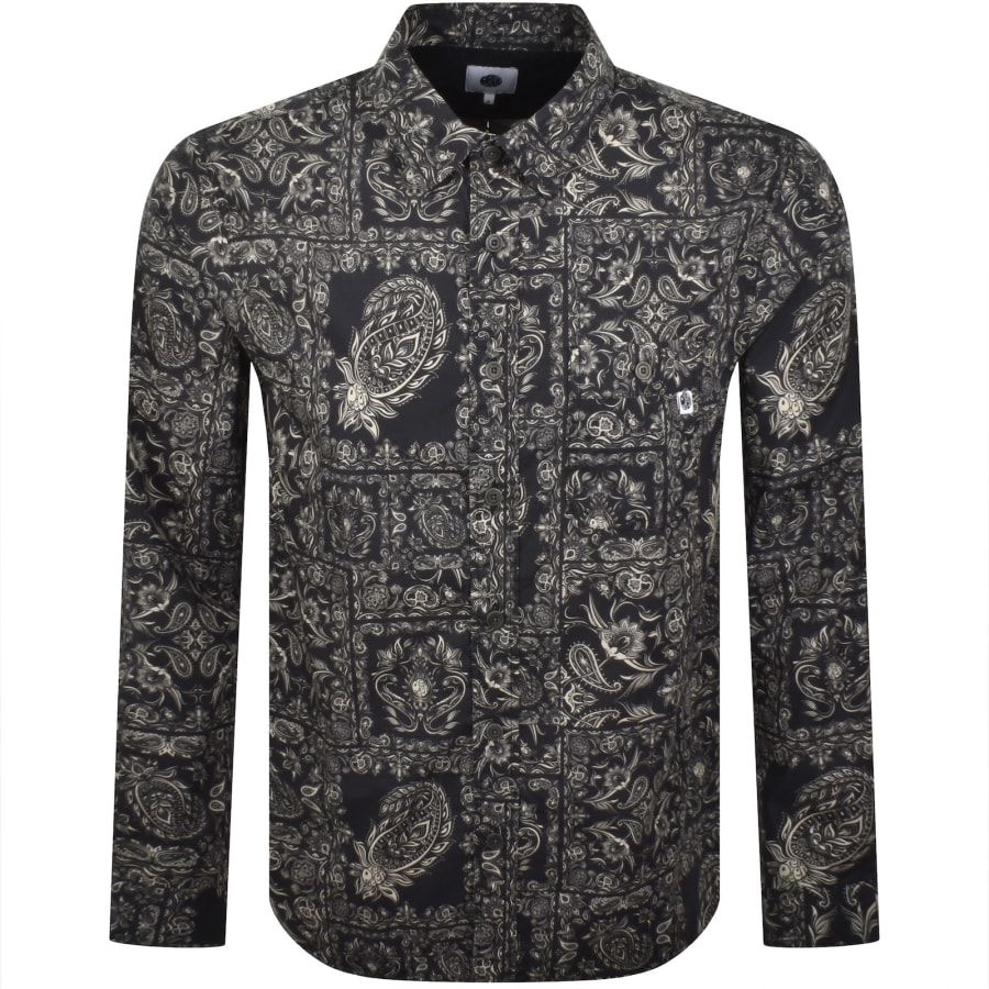 Image number 1 for Pretty Green Patchwork Cuban Shirt Black