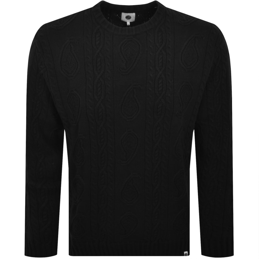 Image number 1 for Pretty Green Paisley Cable Knit Jumper Black