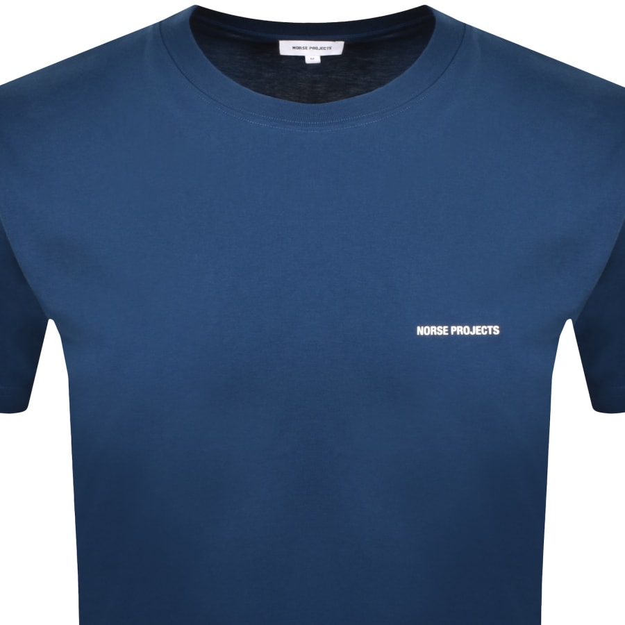 Image number 2 for Norse Projects Johannes Logo Print T Shirt Blue