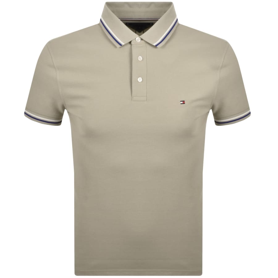 Image number 1 for Tommy Hilfiger Tipped Polo T Shirt Brown