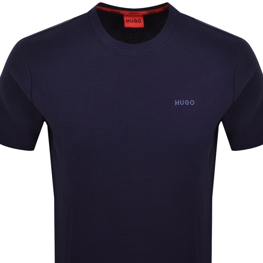 Image number 2 for HUGO Austin Waffle T Shirt Navy