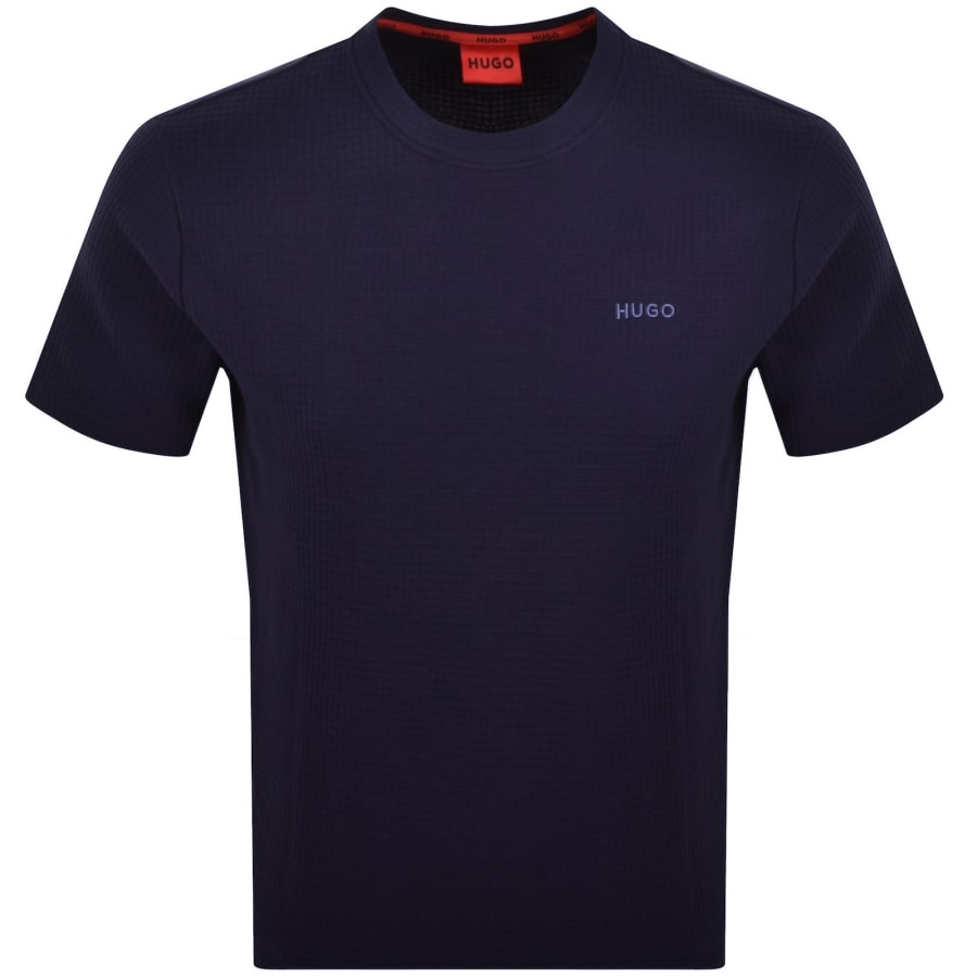 Image number 1 for HUGO Austin Waffle T Shirt Navy
