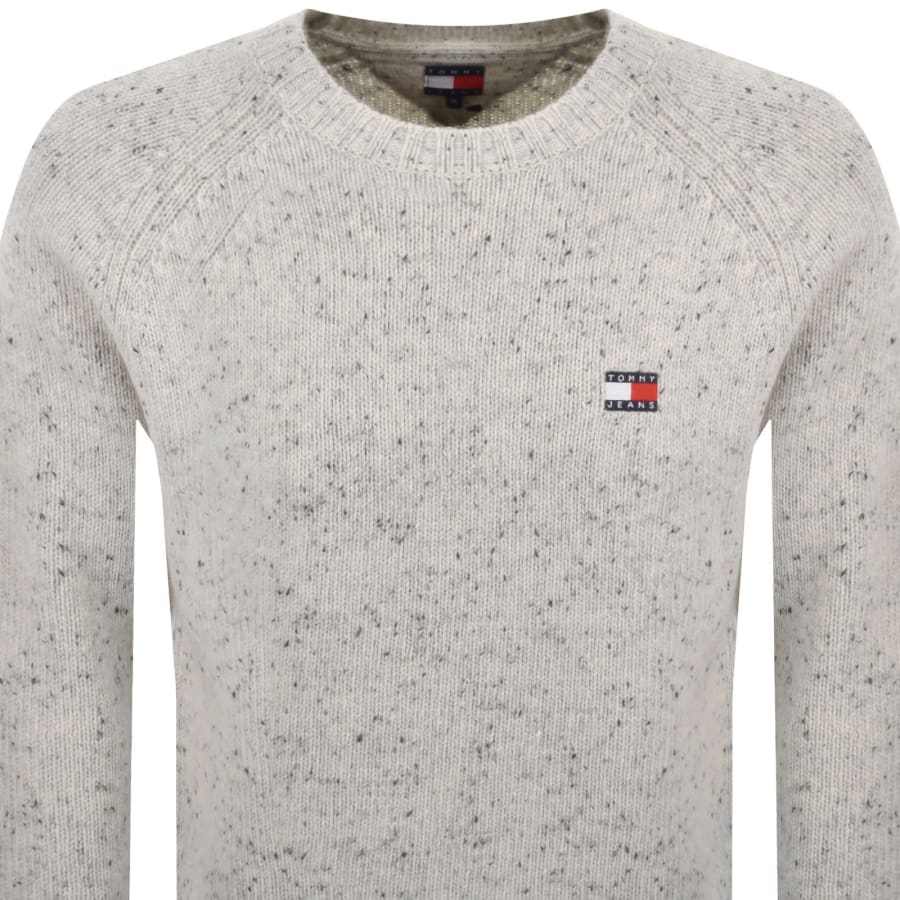 Image number 2 for Tommy Jeans Badge Knit Jumper Off White