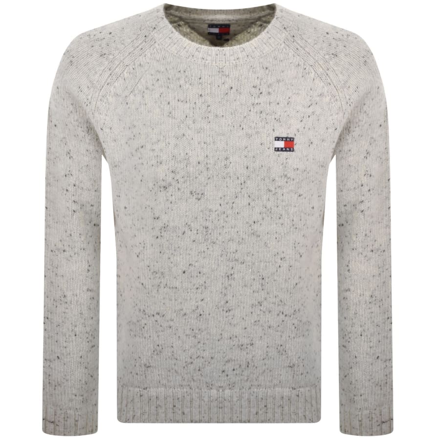 Image number 1 for Tommy Jeans Badge Knit Jumper Off White