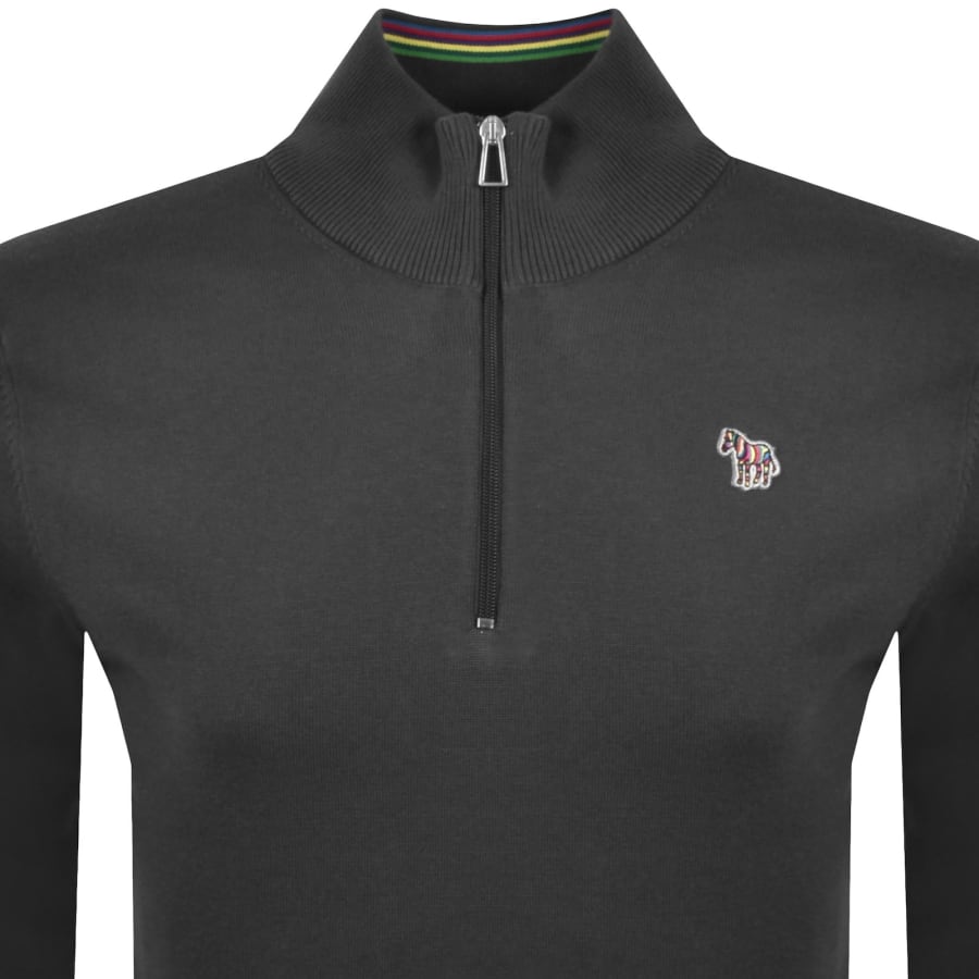 Image number 2 for Paul Smith Half Zip Knit Jumper Grey