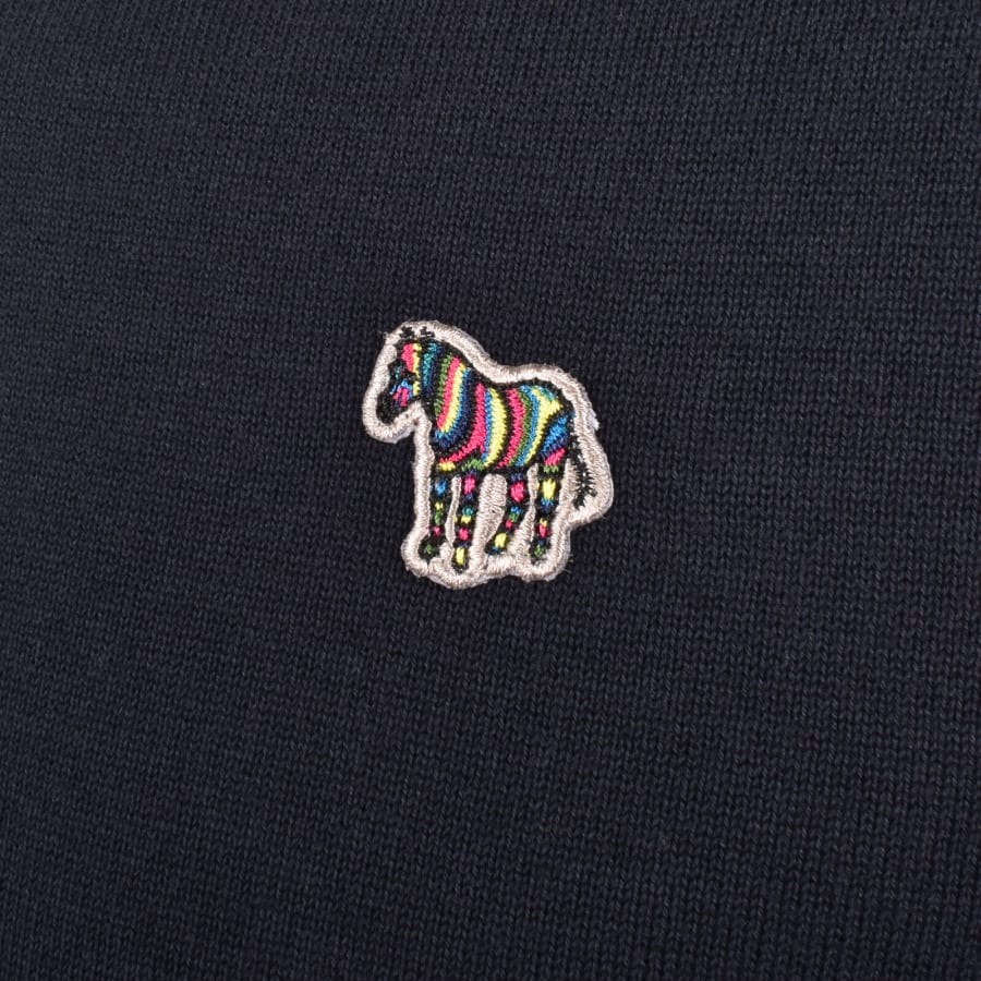 Image number 3 for Paul Smith Half Zip Knit Jumper Blue