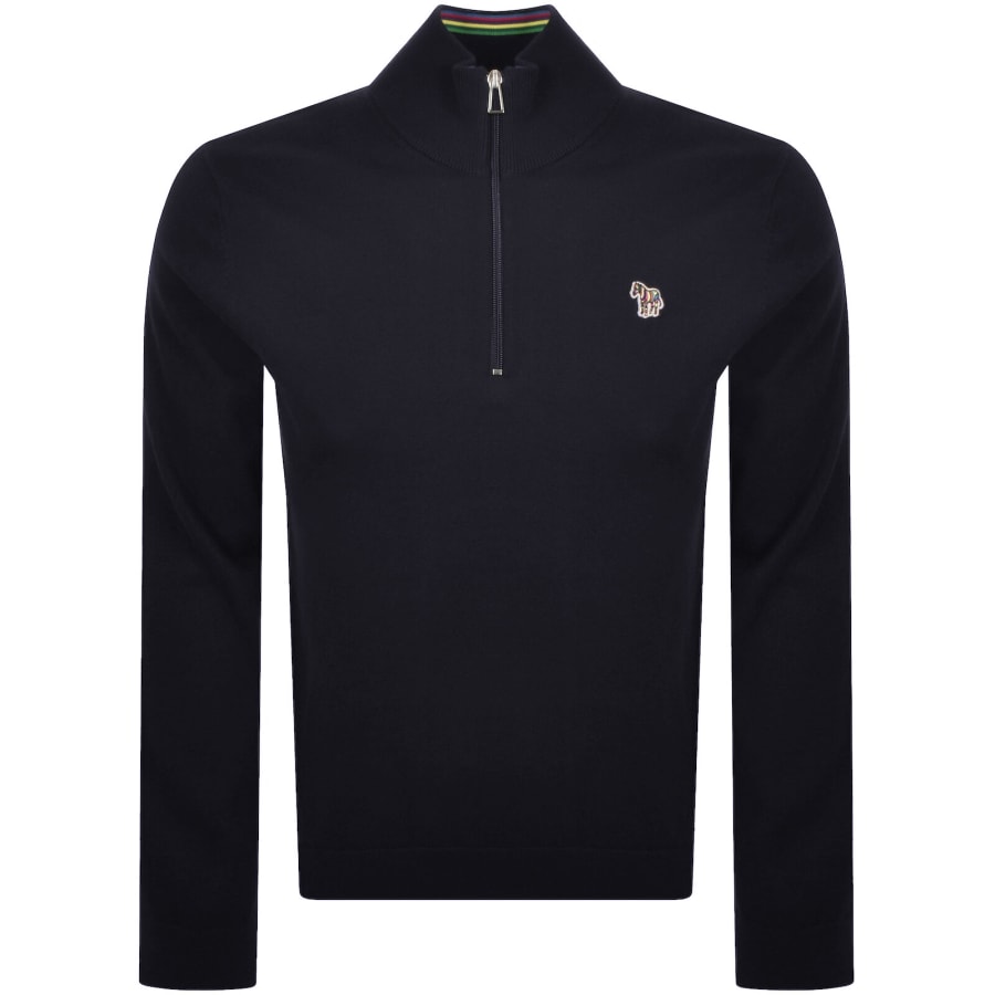 Image number 1 for Paul Smith Half Zip Knit Jumper Blue