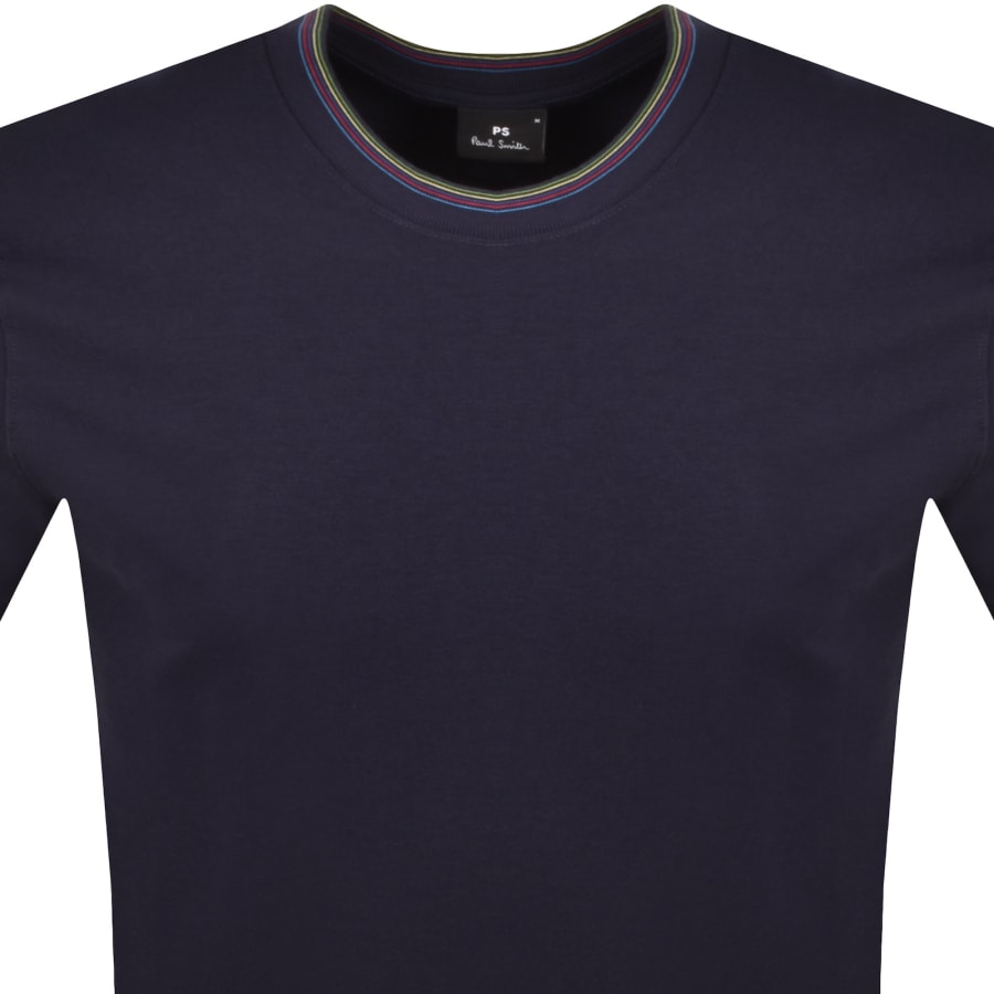 Image number 2 for Paul Smith Tipped Crew Neck T Shirt Navy
