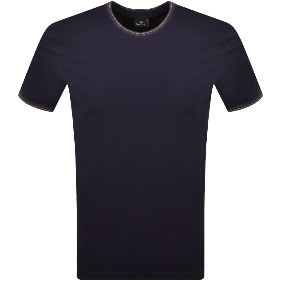 Image number 1 for Paul Smith Tipped Crew Neck T Shirt Navy