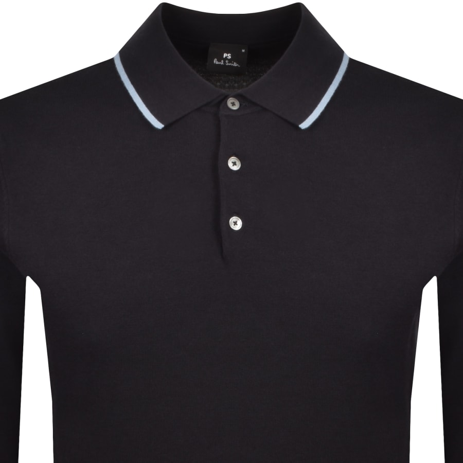 Image number 2 for Paul Smith Knit Polo Sweater Navy