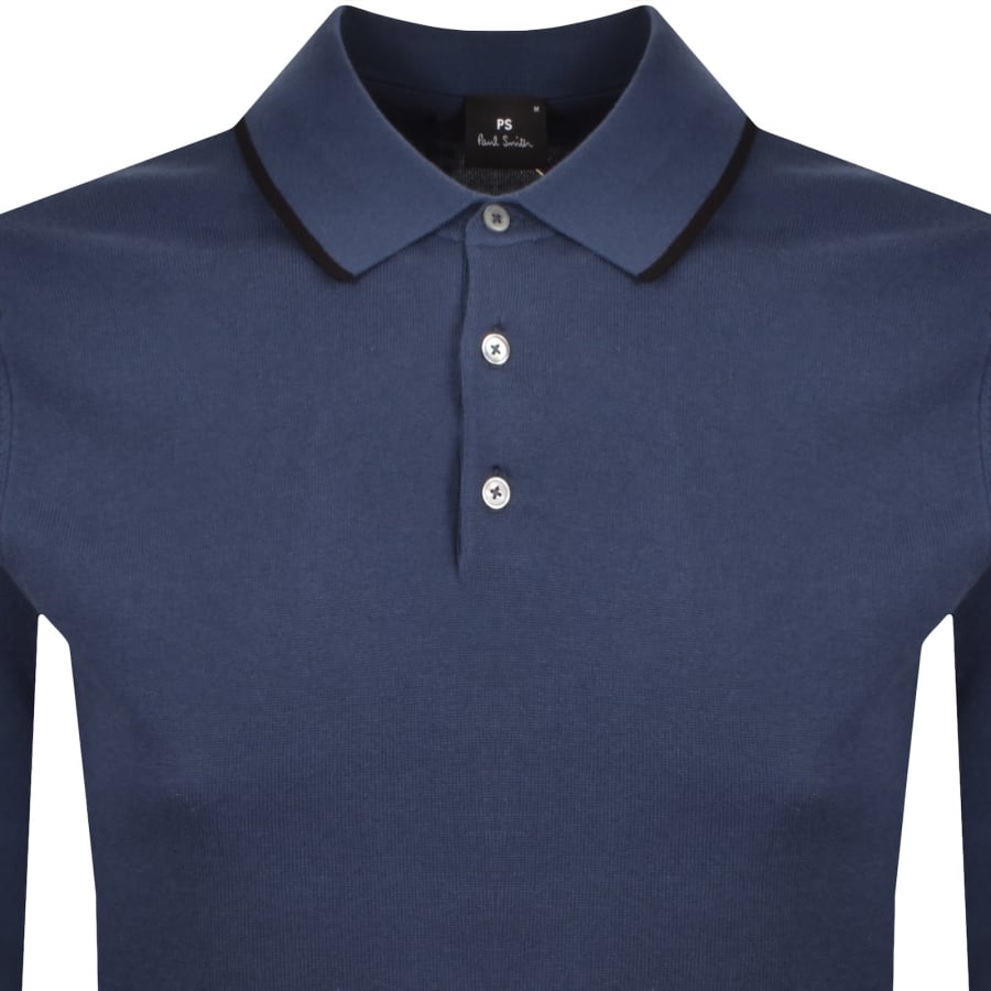 Image number 2 for Paul Smith Knit Polo Sweater Blue