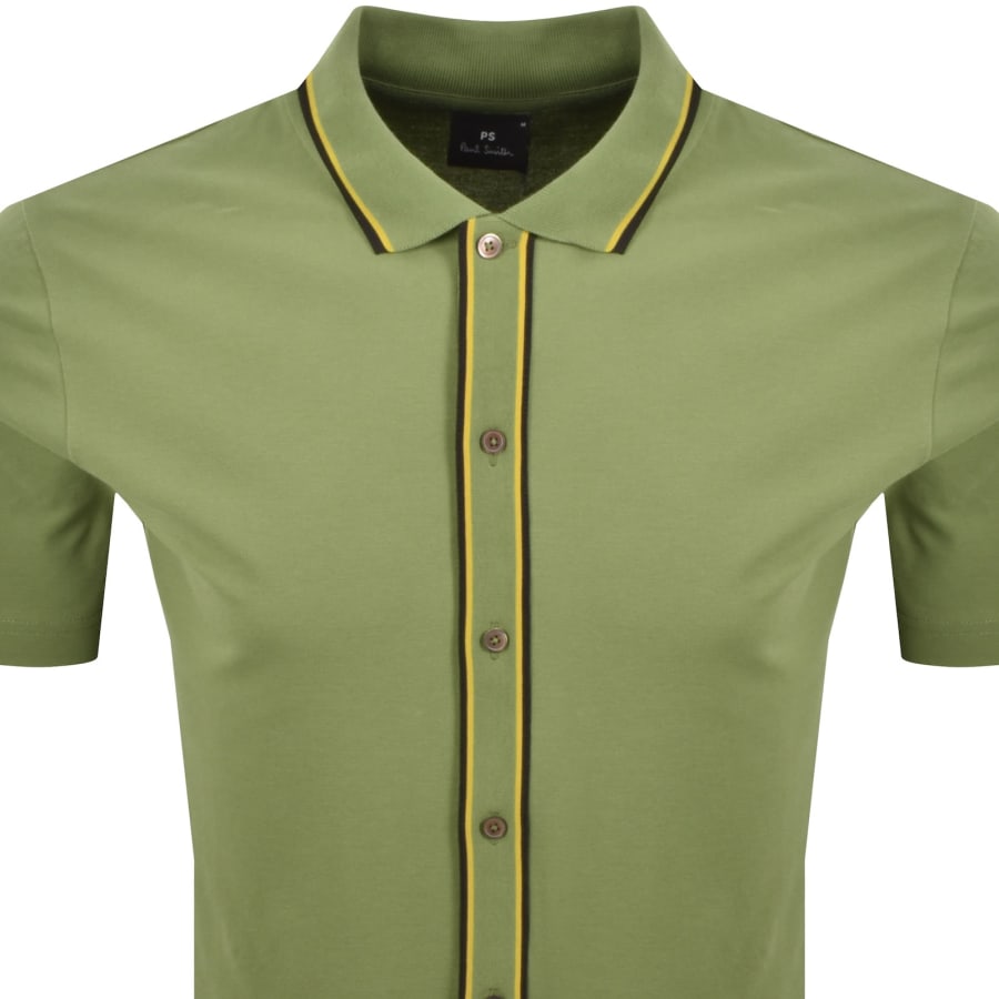 Image number 2 for Paul Smith Button Through Polo T Shirt Green