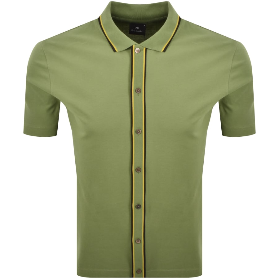 Image number 1 for Paul Smith Button Through Polo T Shirt Green