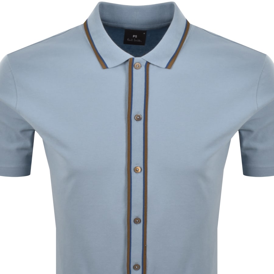 Image number 2 for Paul Smith Button Through Polo T Shirt Blue