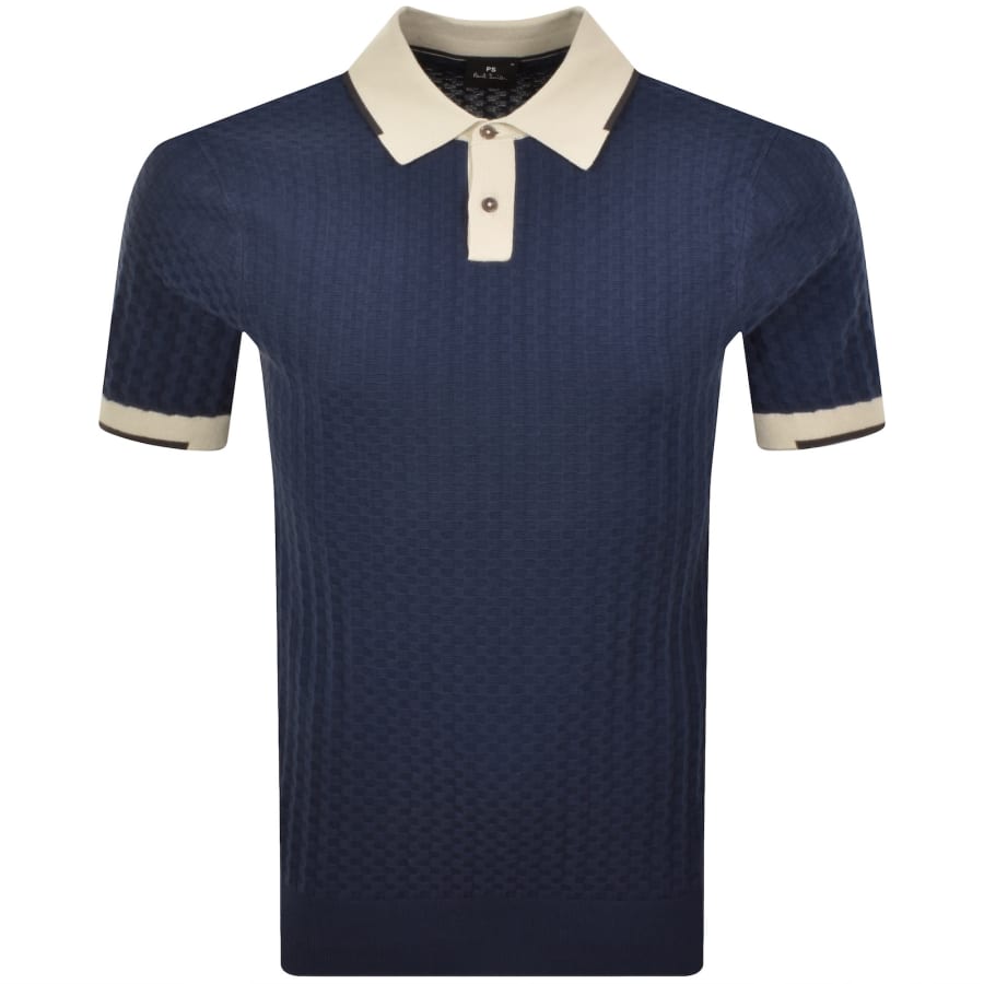 Image number 1 for Paul Smith Short Sleeved Sweater Polo Blue