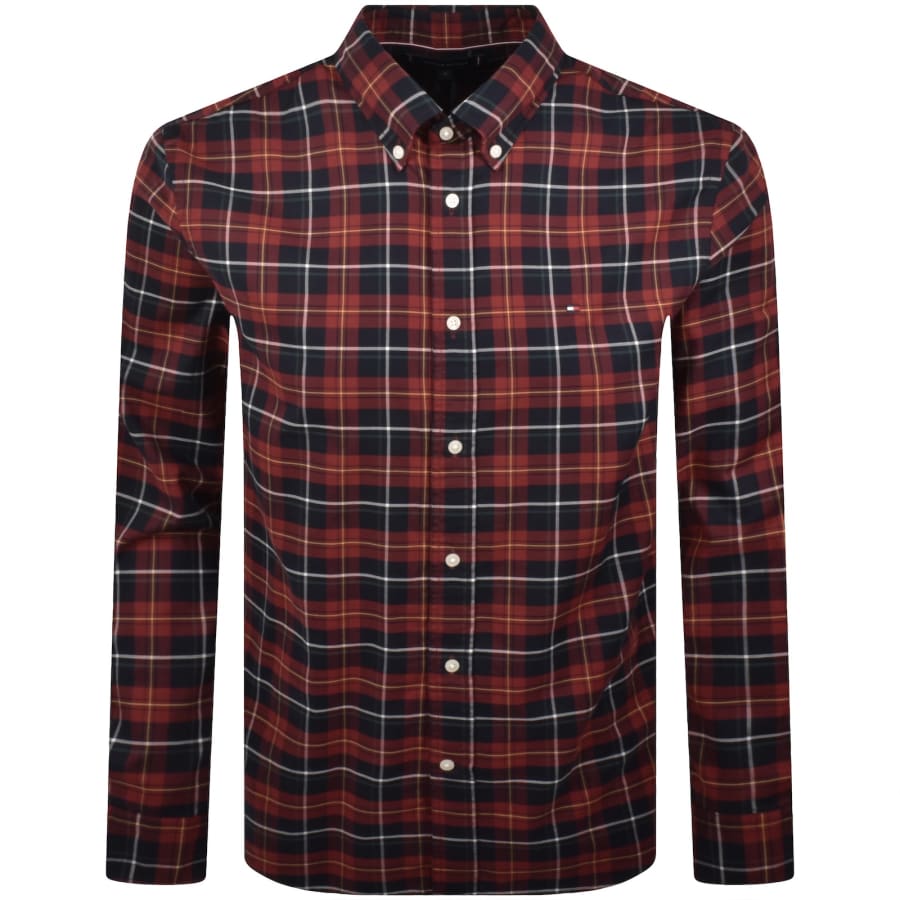 Image number 1 for Tommy Hilfiger Long Sleeve Tartan Shirt Red