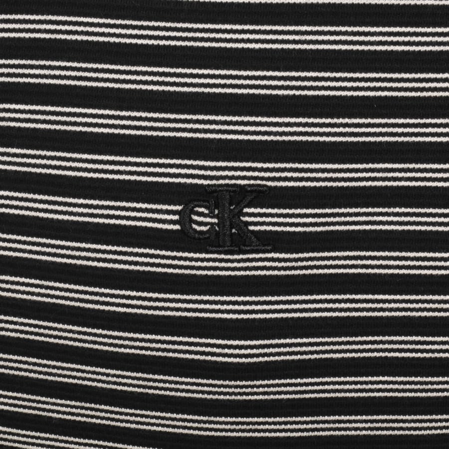 Image number 3 for Calvin Klein Striped Ottoman Polo T Shirt Black