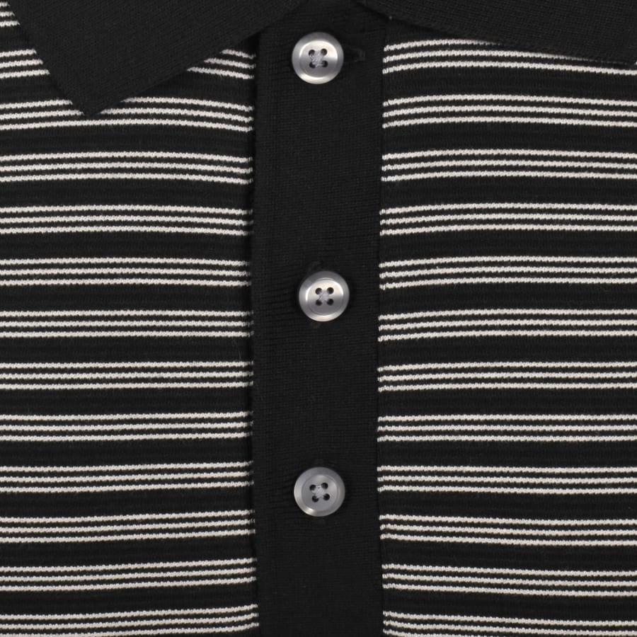 Image number 4 for Calvin Klein Striped Ottoman Polo T Shirt Black