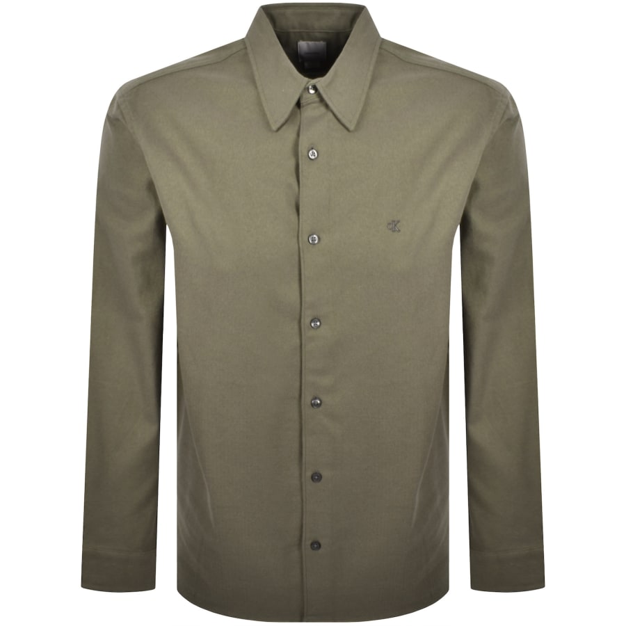Image number 1 for Calvin Klein Easy Fit Flannel Shirt Green