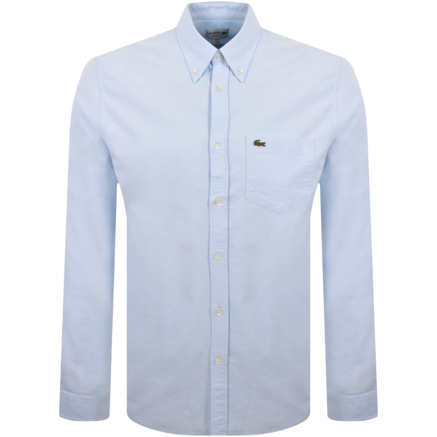 Image number 1 for Lacoste Woven Long Sleeved Shirt Blue