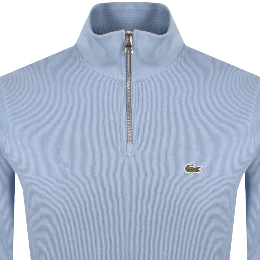 Image number 2 for Lacoste Quarter Zip Knit Sweatshirt Blue