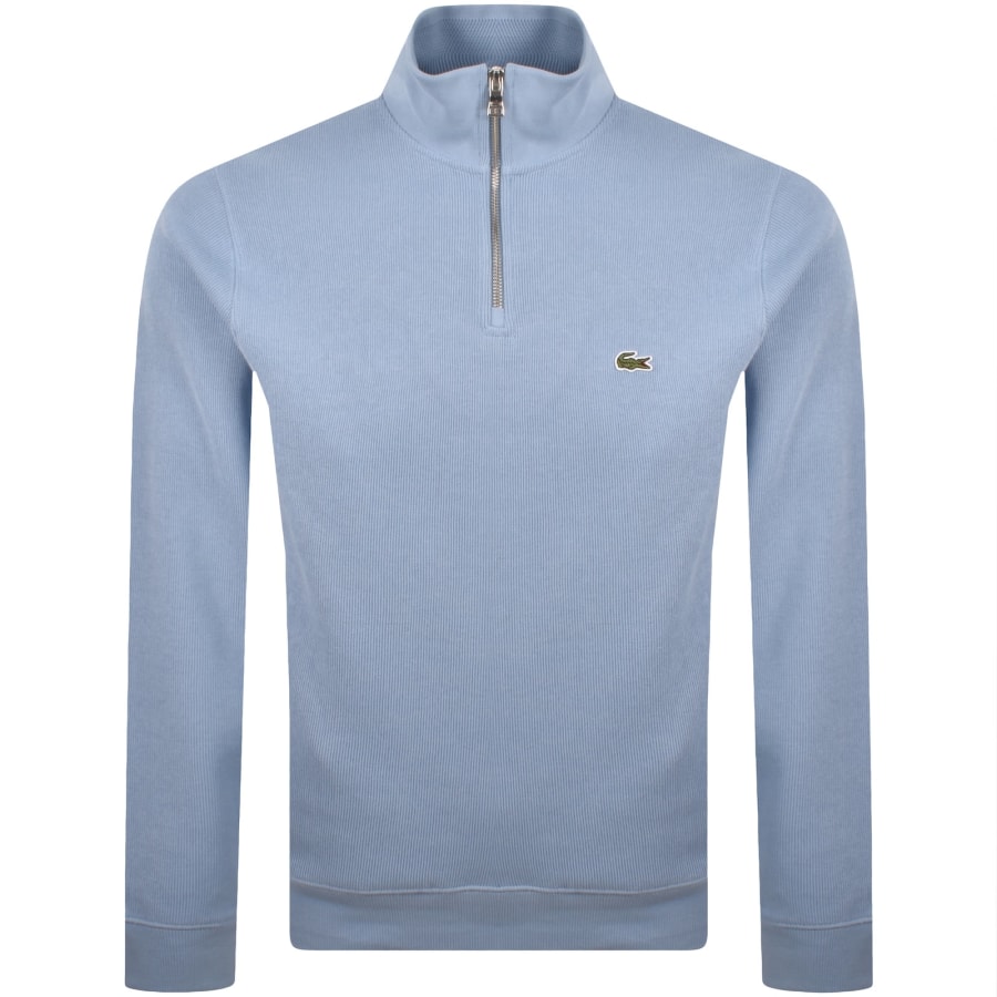Image number 1 for Lacoste Quarter Zip Knit Sweatshirt Blue