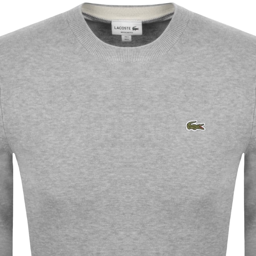Image number 2 for Lacoste Crew Neck Knit Jumper Grey