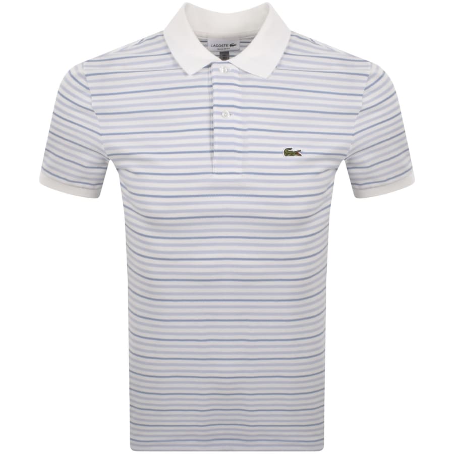 Image number 1 for Lacoste Short Sleeved Stripe Polo T Shirt Blue