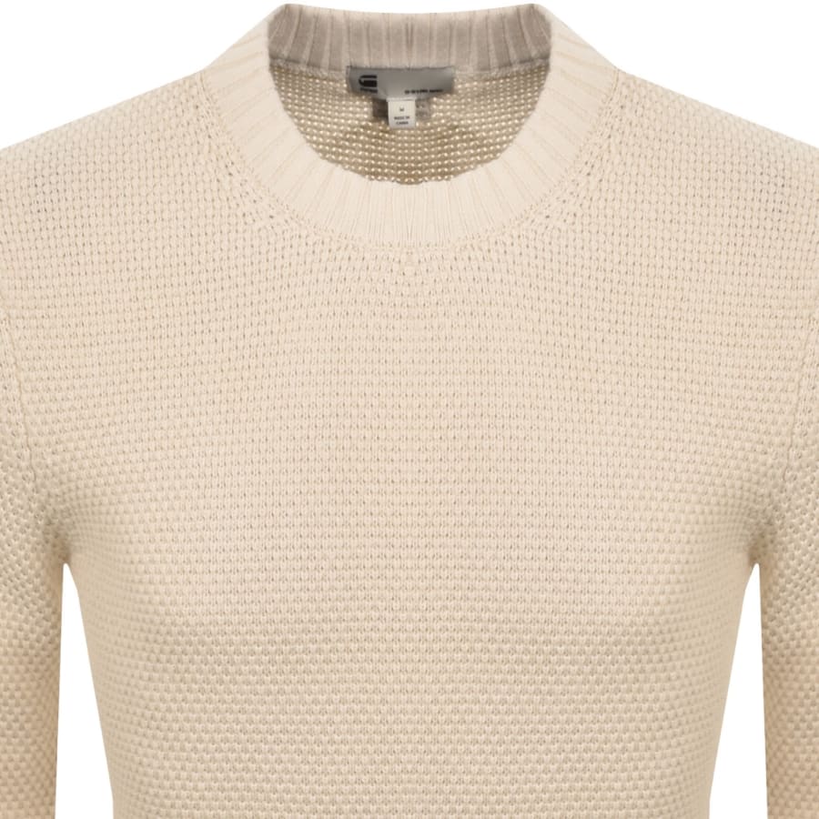 Image number 2 for G-Star Structure Mix Knit Jumper Cream