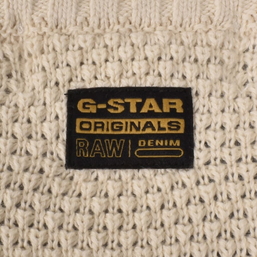 Image number 3 for G-Star Structure Mix Knit Jumper Cream
