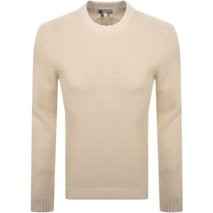 Image number 1 for G-Star Structure Mix Knit Jumper Cream